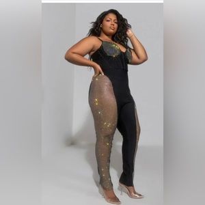 AKIRA Black Rhinestone Jumpsuit.